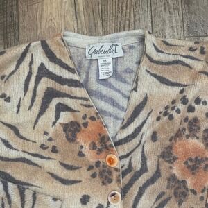 Gabriella Cardigan Sweater Women M Tiger Leopard Floral Print Made in Italy